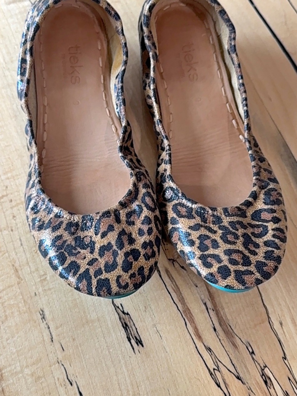 Tieks Leopard-Print Ballet Flats in Tan and Black
